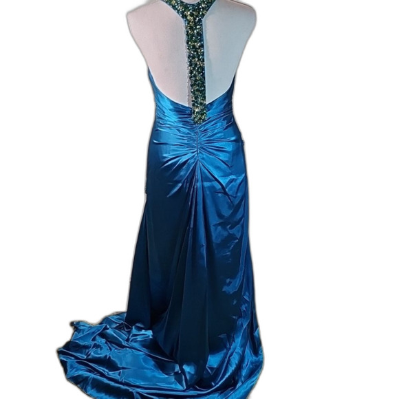 Prom Dress By Flirt Maggie Sottero Wedding Party Jade Rhinestones Size 2 - Picture 4 of 9